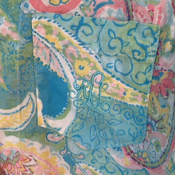 Lauren Ralph Lauren Pastel Paisley Print Sleep Shirt Button Front Size Small - Picture 3 of 10